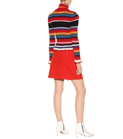 Shop Msgm Ribbed Turtleneck Sweater In Multicoloured