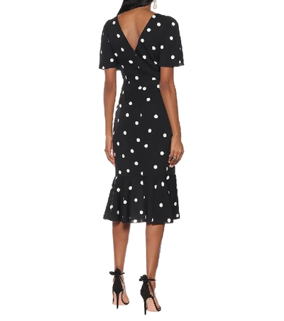 Shop Dolce & Gabbana Polka-dot Silk-charmeuse Midi Dress In Black