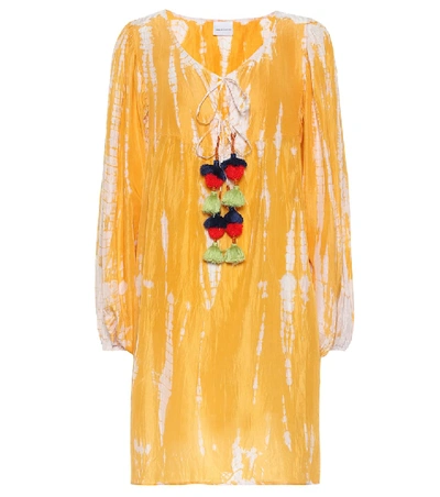 Shop Anna Kosturova Tie-dye Silk Dress In Yellow