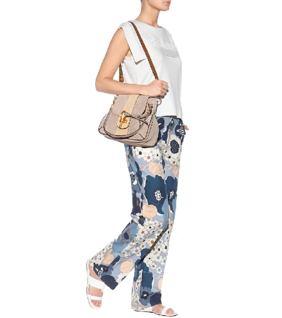 Shop Chloé Printed Cotton Trousers In Blue