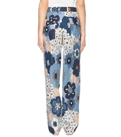 Shop Chloé Printed Cotton Trousers In Blue