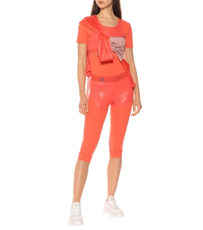 Shop Adidas By Stella Mccartney Cropped Running Leggings In Orange