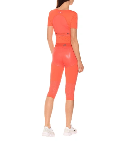 Shop Adidas By Stella Mccartney Cropped Running Leggings In Orange