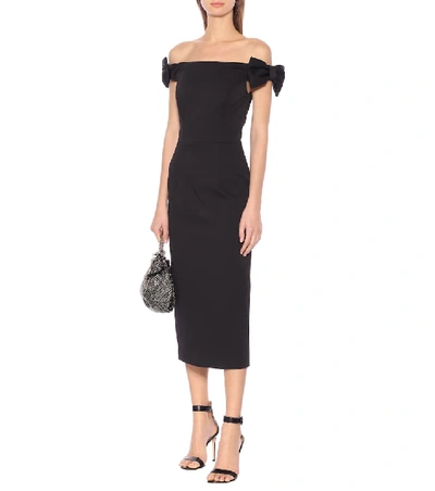 Shop Rebecca Vallance Winslow Crêpe Midi Dress In Black