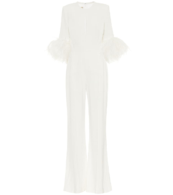 white feather jumpsuit