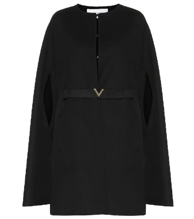 Shop Valentino Wool And Cashmere Cape In Black