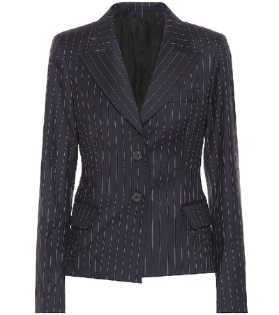 Shop Matthew Adams Dolan Pinstripe Stretch-wool Blazer In Blue