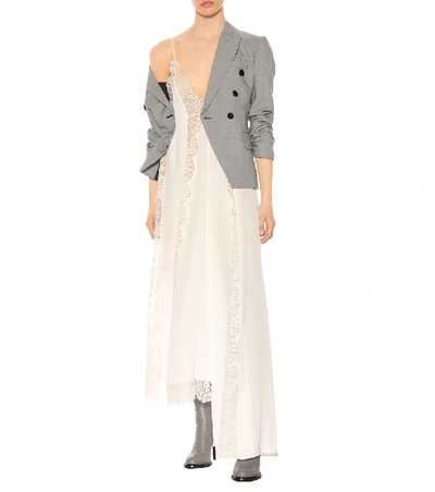 Shop Stella Mccartney Lace-trimmed Silk Slip Dress In White