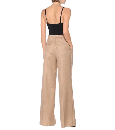 Shop Gabriela Hearst Vargas High-rise Wide-leg Wool Pants In Beige