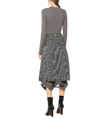 Shop Maison Margiela Deconstructed Houndstooth Midi Skirt In Grey