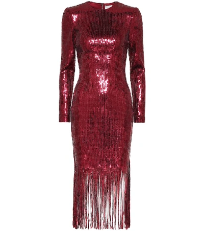 Shop Rebecca Vallance Matisse Sequined Midi Dress In Red