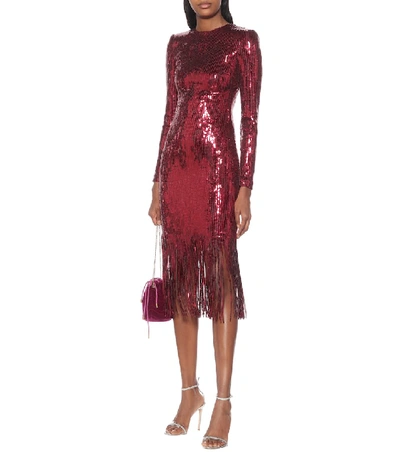 Shop Rebecca Vallance Matisse Sequined Midi Dress In Red