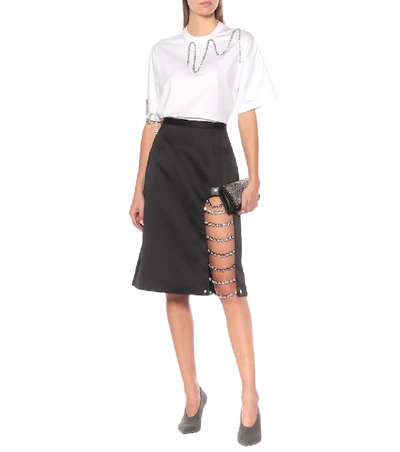 Shop Christopher Kane Crystal-embellished Satin Skirt In Black