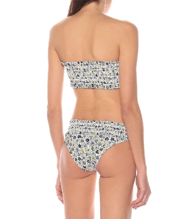 Shop Tory Burch Costa Floral-print Bikini Bottoms In Blue