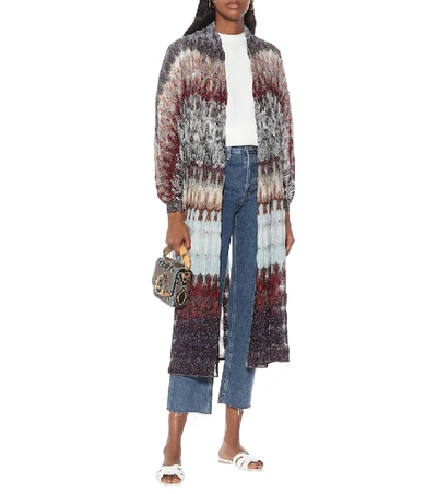 Shop Missoni Long Knit Cardigan In Multicoloured