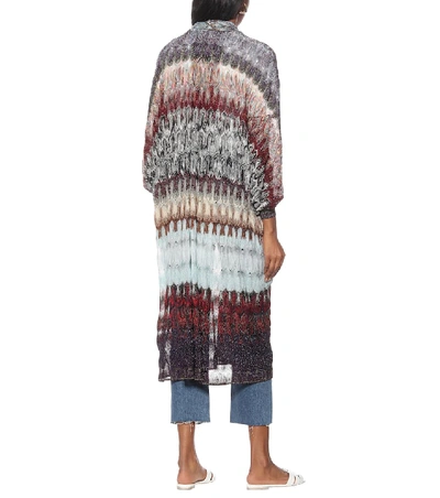 Shop Missoni Long Knit Cardigan In Multicoloured