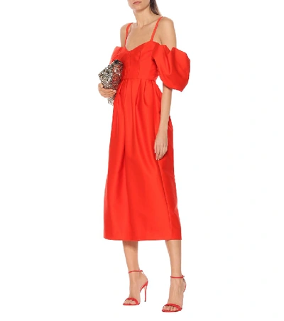 Shop Rosie Assoulin Off-the-shoulder Cotton Dress In Red