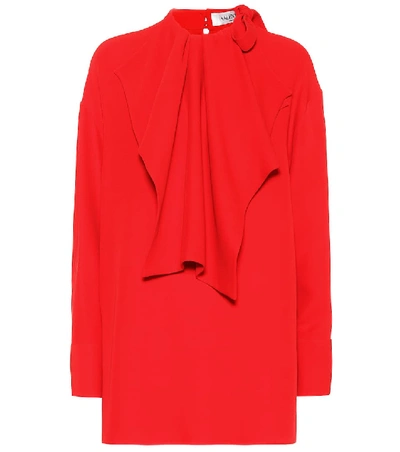 Shop Valentino Silk Crêpe Blouse In Red