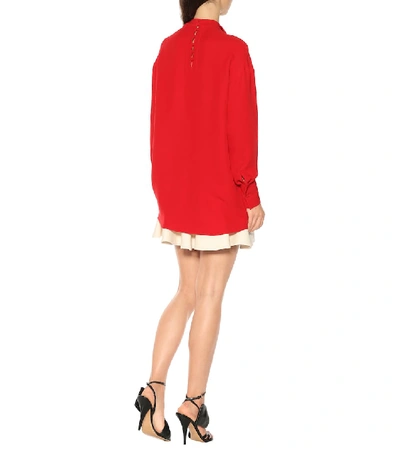 Shop Valentino Silk Crêpe Blouse In Red