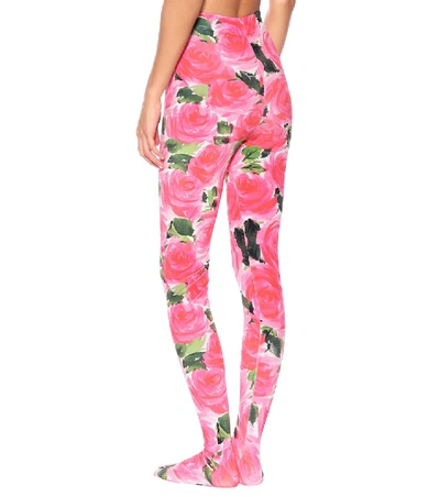 Shop Richard Quinn Floral Velvet Tights In Pink