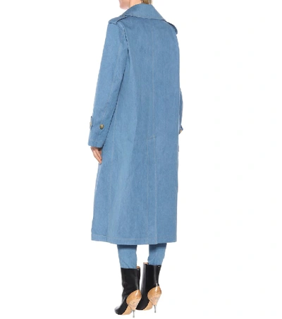Shop Junya Watanabe Denim Double-breasted Coat In Blue