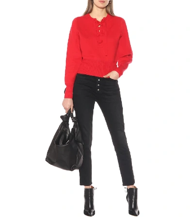 Shop Isabel Marant Étoile Kaylyn Lace-up Sweater In Red
