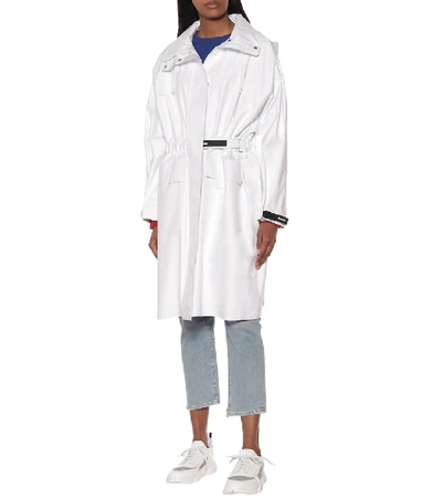 Shop Moncler Hooded Technical Coat In White