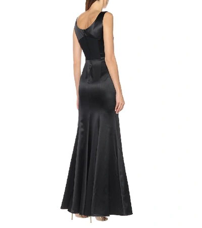 Shop Dolce & Gabbana Silk-blend Satin Gown In Black