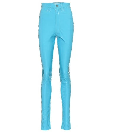 Shop Maison Margiela Vinyl Skinny Jeans In Turquoise