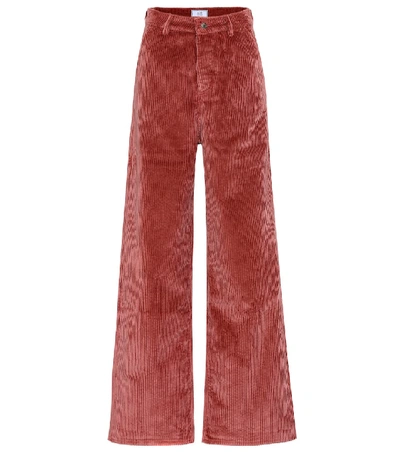 Shop Ami Alexandre Mattiussi High-rise Wide-leg Corduroy Pants In Pink