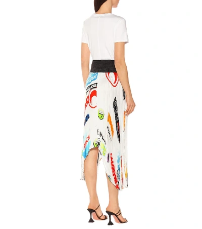 Shop Marine Serre Logo Pleated Midi Skirt In White