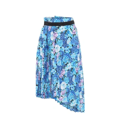 Shop Balenciaga Floral Midi Skirt In Blue