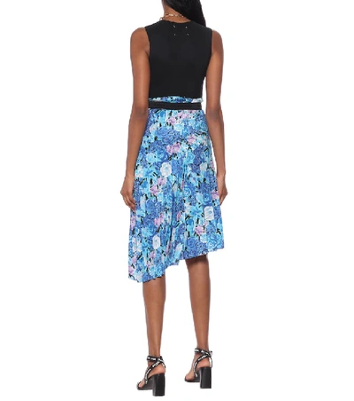Shop Balenciaga Floral Midi Skirt In Blue
