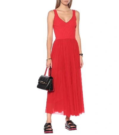 Shop Alexander Mcqueen Rib-knit Dress In Red