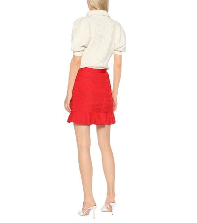 Shop Self-portrait Guipure Lace Miniskirt In Red