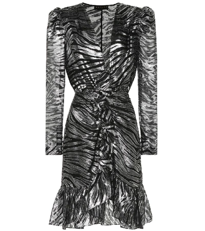 Shop Dundas Zebra-print Silk-blend Minidress In Metallic
