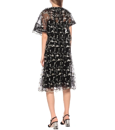 Shop Simone Rocha Floral Tulle Dress In Black