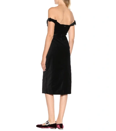 Shop Alexa Chung Off-the-shoulder Velvet Dress In Black