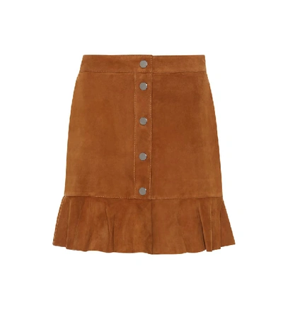 Shop Ganni Salvia Suede Skirt In Brown