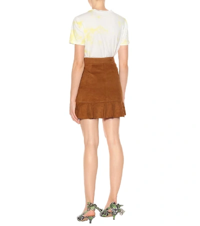 Shop Ganni Salvia Suede Skirt In Brown
