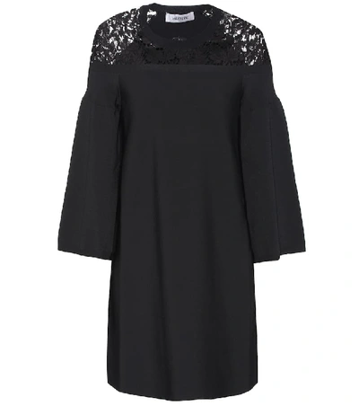 Shop Valentino Lace Trimmed Dress In Black