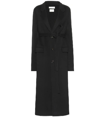 Shop Bottega Veneta Belted Wool Coat In Black