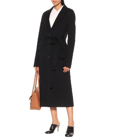 Shop Bottega Veneta Belted Wool Coat In Black