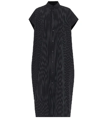 Shop Balenciaga Striped Cotton-poplin Shirt Dress In Black