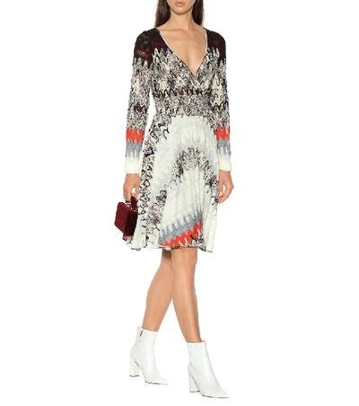 Shop Missoni Knitted Wrap-effect Dress In Multicoloured