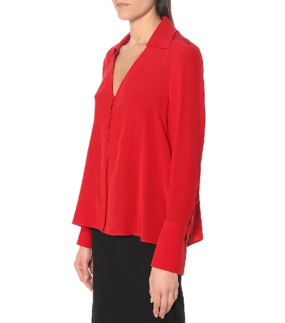 Shop Fendi Silk-crêpe Blouse In Red