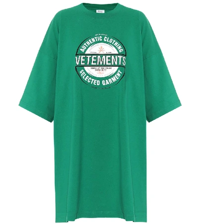 Shop Vetements Logo Cotton T-shirt In Green