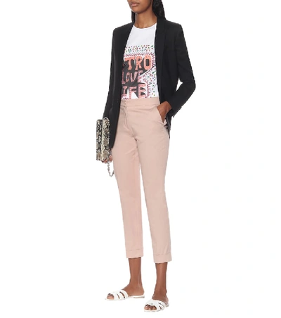 Shop Etro Mid-rise Stretch-cotton Pants In Pink