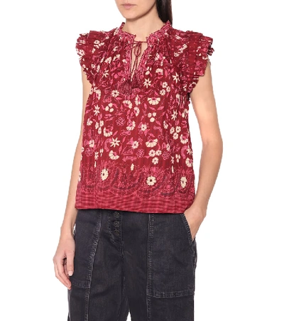 Shop Ulla Johnson Iris Floral Cotton Top In Red