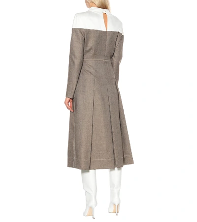 Shop Fendi Wool-blend Midi Dress In Brown